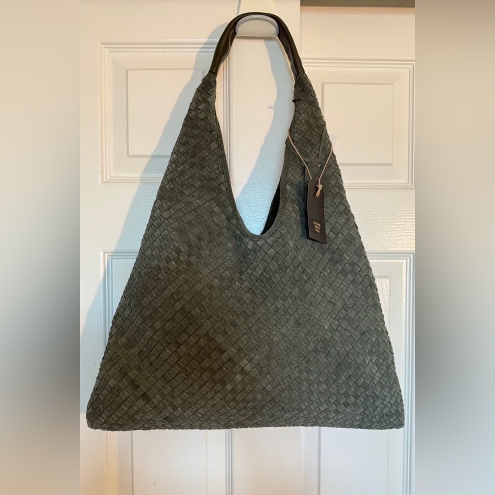 TJ Maxx NWT Woven genuine suede green Hobo Bag